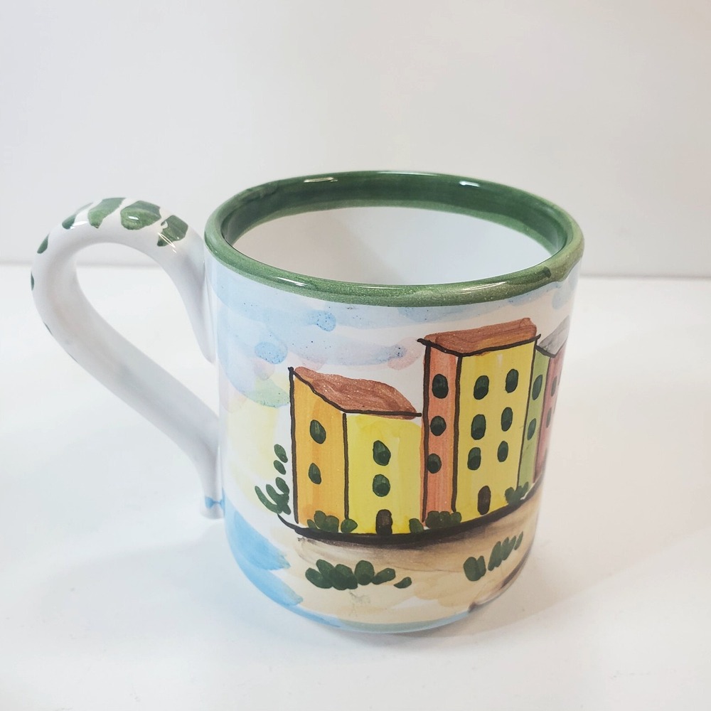 Vintage Dip. A Mano Made in Italy Ceramic Vernazza Design Coffee Tea Mug Cup